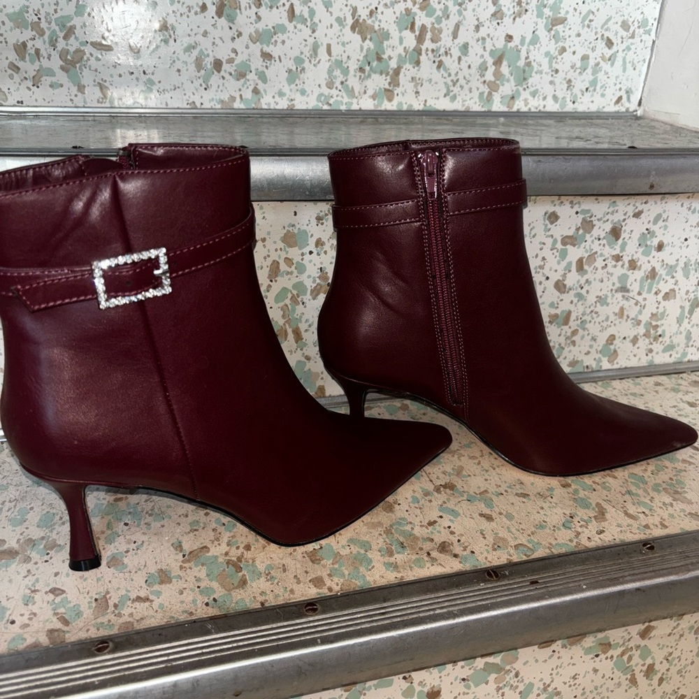 Pointed Toe Wine Colored Booties - image 1